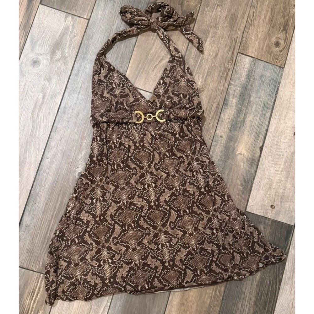 Y2k Halter Snake Skin Mini Dress Size M